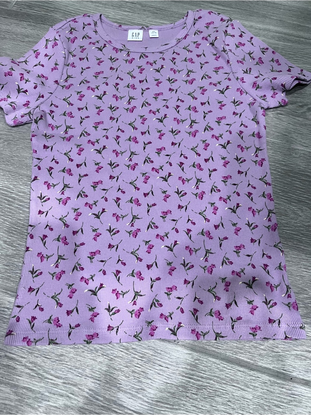 GAP Lilac Tee with Pink Floral Print